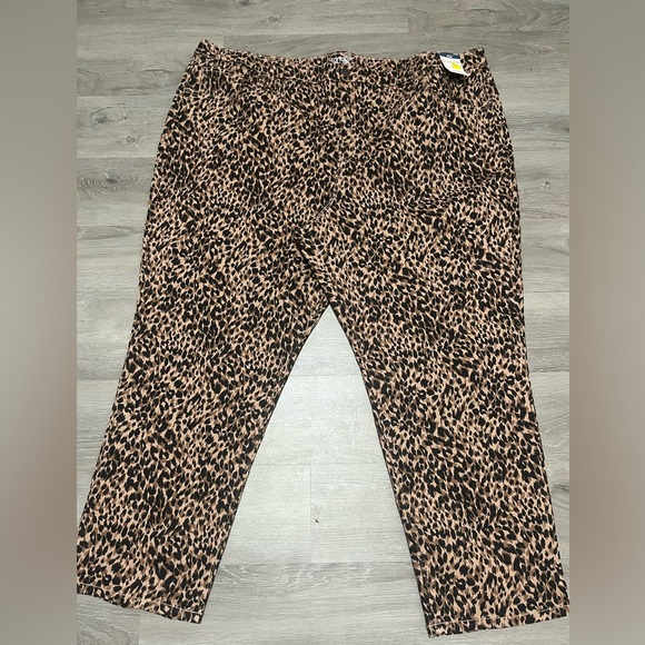 Terra & Sky Animal Print Straight Leg Waist Tan/black Pants NWT - Picture 5 of 8